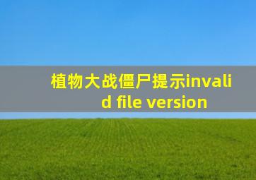 植物大战僵尸提示invalid file version